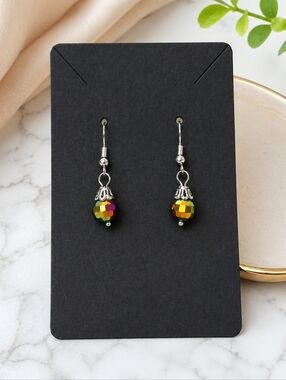 NWT Handmade Multicolor Disco Ball Dangle Earrings